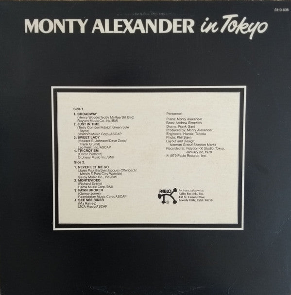 Monty Alexander ~ In Tokyo (Vinyl) - Djungel & Jazz