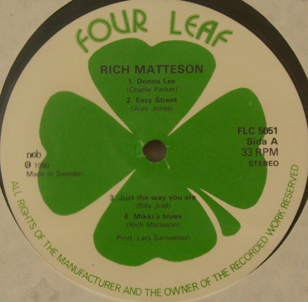 Rich Matteson ~ "Easy Street" (Vinyl) - Djungel & Jazz