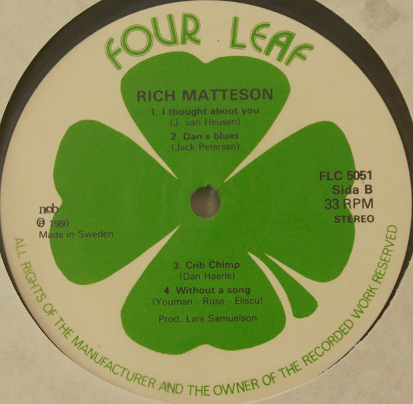 Rich Matteson ~ "Easy Street" (Vinyl) - Djungel & Jazz