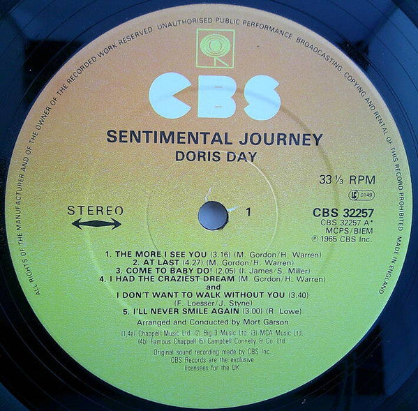 Doris Day ~ Doris Day's Sentimental Journey (Vinyl) - Djungel & Jazz