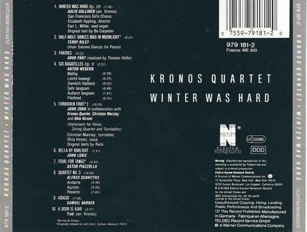 Kronos Quartet ~ Winter Was Hard (Vinyl) - Djungel & Jazz
