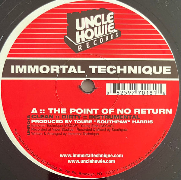 Immortal Technique ~ The Point Of No Return / Internally Bleeding / Caught In A Hustle (Vinyl) - Djungel & Jazz