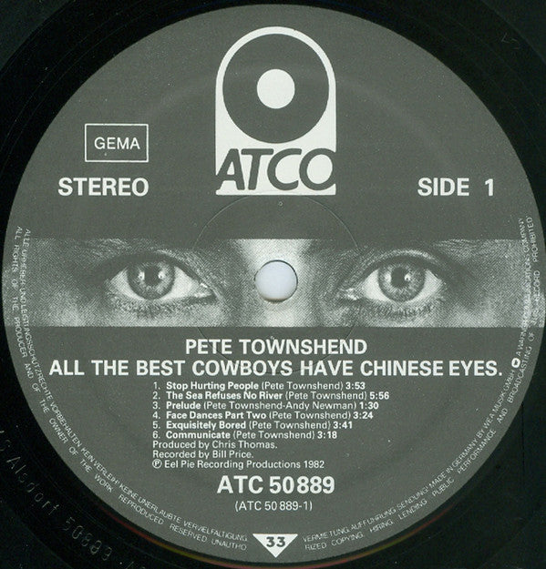 Pete Townshend ~ All The Best Cowboys Have Chinese Eyes (Vinyl) - Djungel & Jazz