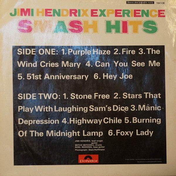 Jimi Hendrix Experience ~ Smash Hits (Vinyl) - Djungel & Jazz