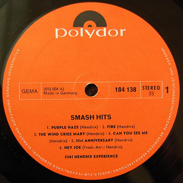 Jimi Hendrix Experience ~ Smash Hits (Vinyl) - Djungel & Jazz