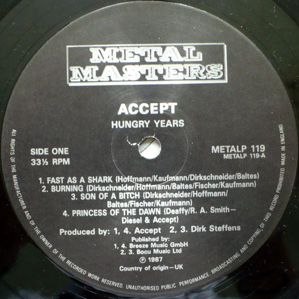 Accept ~ Hungry Years (Vinyl) - Djungel & Jazz