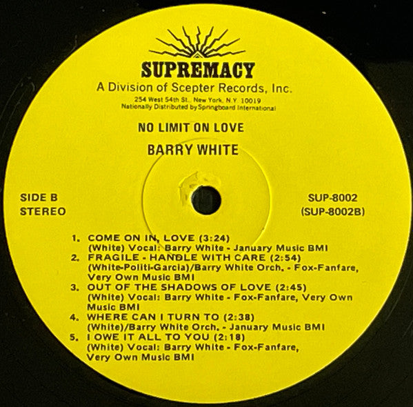 Barry White : No Limit On Love (LP, Album)