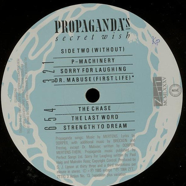 Propaganda ~ A Secret Wish (Vinyl) - Djungel & Jazz