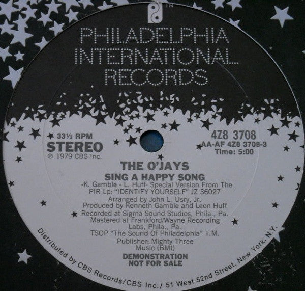 The O'Jays : Sing A Happy Song / Get On Out And Party (12", Promo)
