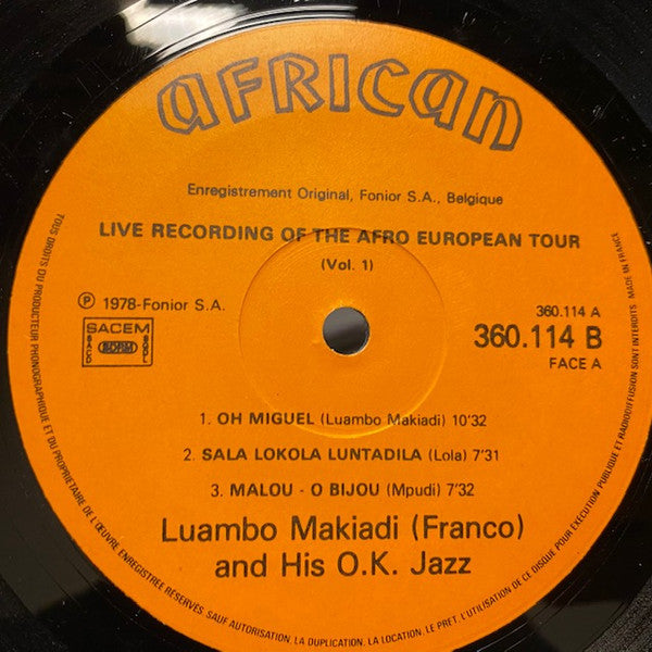 Franco & His Orchestre T.P.O.K. Jazz ~ Live Recording Of The Afro European Tour (Vinyl) - Djungel & Jazz