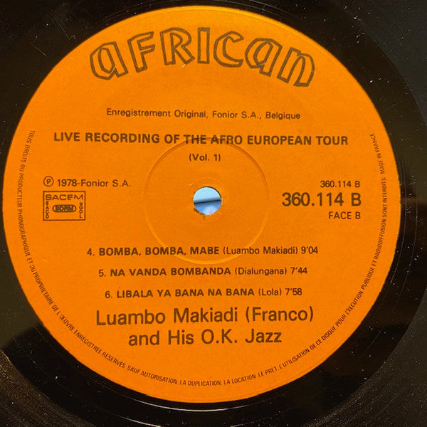 Franco & His Orchestre T.P.O.K. Jazz ~ Live Recording Of The Afro European Tour (Vinyl) - Djungel & Jazz