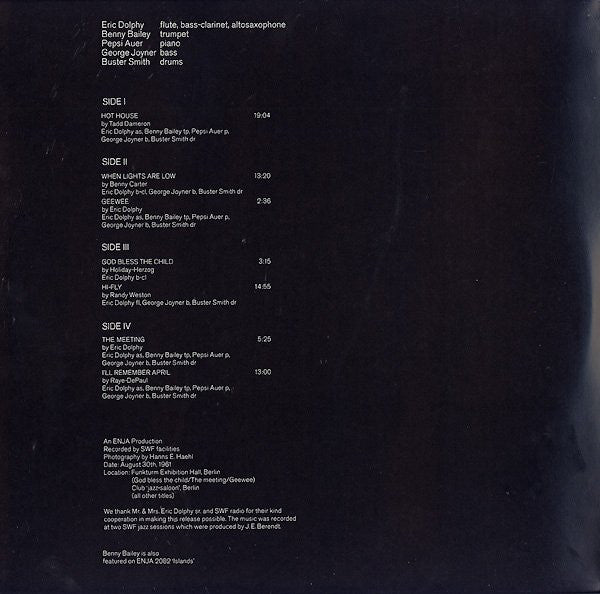 Eric Dolphy ~ Berlin Concerts (Vinyl) - Djungel & Jazz