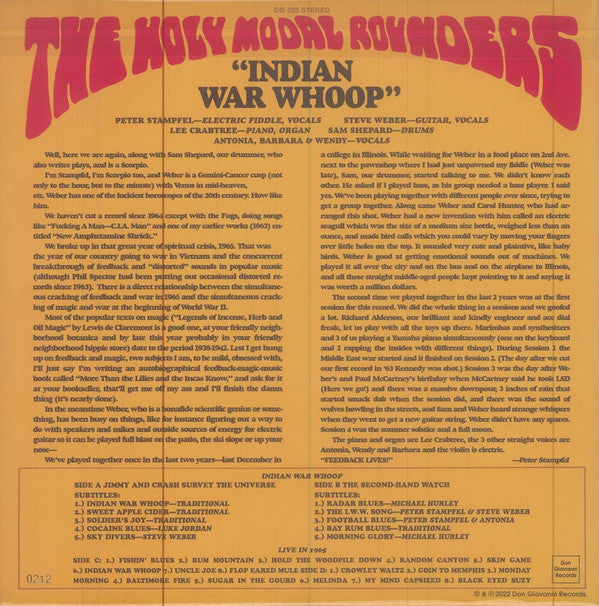 The Holy Modal Rounders ~ Indian War Whoop | Live In 1965 (Vinyl) - Djungel & Jazz