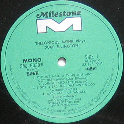 Thelonious Monk ~ Thelonious Monk Plays Duke Ellington (Vinyl) - Djungel & Jazz