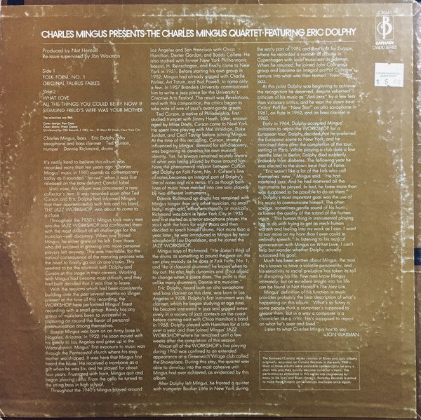 Charles Mingus Presents The Charles Mingus Quartet Featuring Eric Dolphy ~ Charles Mingus Presents The Charles Mingus Quartet Featuring Eric Dolphy (Vinyl) - Djungel & Jazz