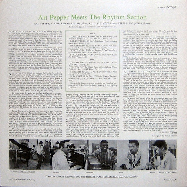 Art Pepper ~ Art Pepper Meets The Rhythm Section (Vinyl) - Djungel & Jazz