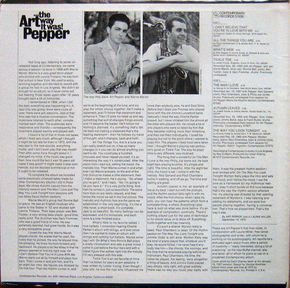 Art Pepper : ...The Way It Was! (LP, Album)