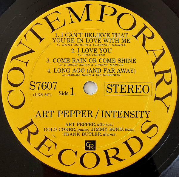Art Pepper : Intensity (LP, Album, RP)