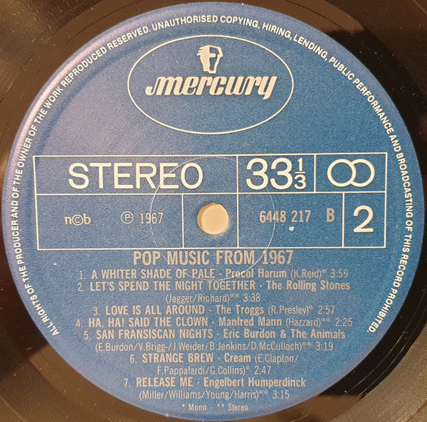 Various ~ Pop Music From 1967 (Vinyl) - Djungel & Jazz