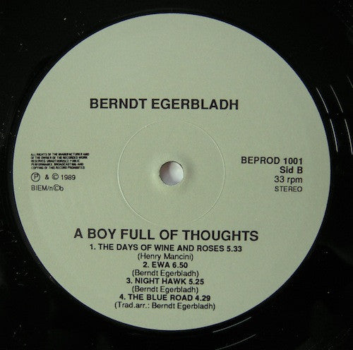 Berndt Egerbladh ~ A Boy Full Of Thoughts (Vinyl) - Djungel & Jazz