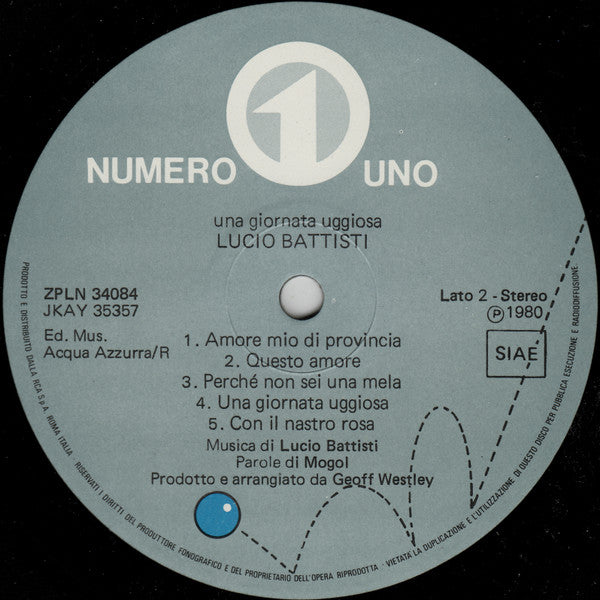 Lucio Battisti ~ Una Giornata Uggiosa (Vinyl) - Djungel & Jazz