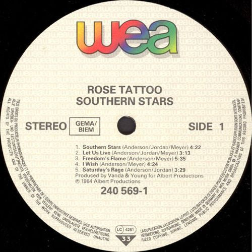 Rose Tattoo : Southern Stars (LP, Album)