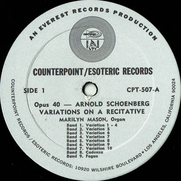 Arnold Schoenberg / Eric Satie ~ Variations On A Recitative / Mass For The Poor (Vinyl) - Djungel & Jazz
