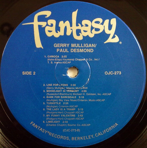 Gerry Mulligan Quartet Featuring Chet Baker, Chico Hamilton Also Paul Desmond, Barney Kessel, David Van Kriedt ~ Gerry Mulligan/Paul Desmond (Vinyl) - Djungel & Jazz