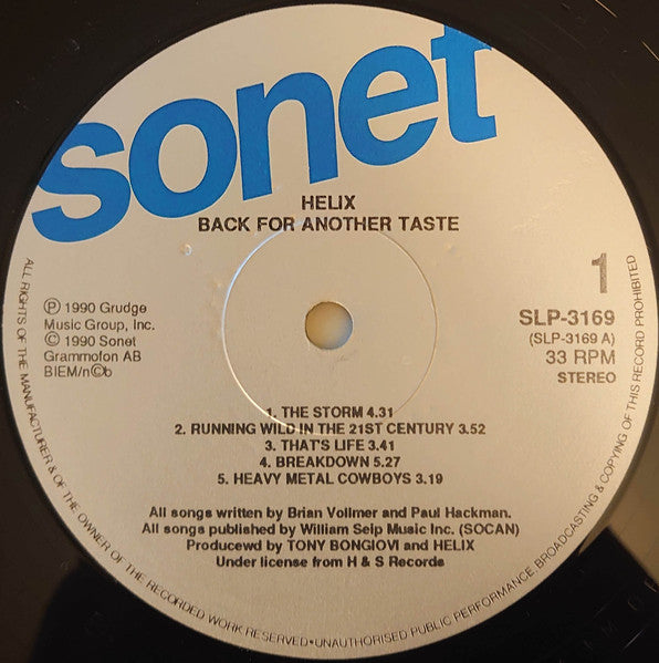 Helix (3) : Back For Another Taste (LP, Album)