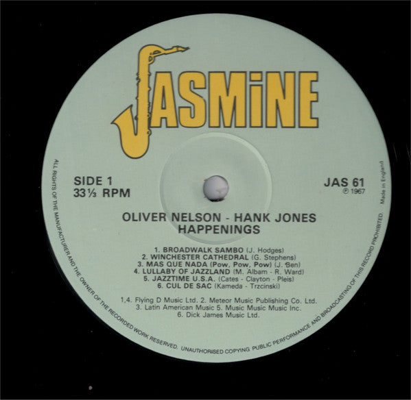 Hank Jones & Oliver Nelson ~ Happenings (Vinyl) - Djungel & Jazz