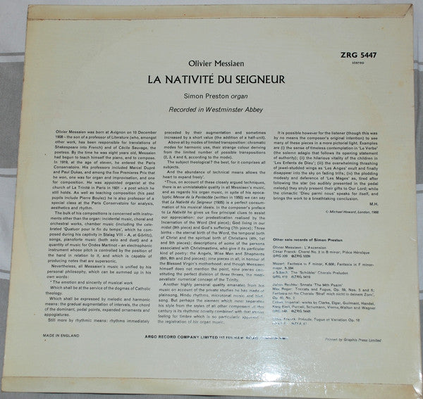 Olivier Messiaen, Simon Preston ~ La Nativité Du Seigneur (Vinyl) - Djungel & Jazz
