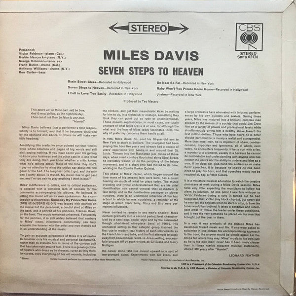 Miles Davis ~ Seven Steps To Heaven (Vinyl) - Djungel & Jazz