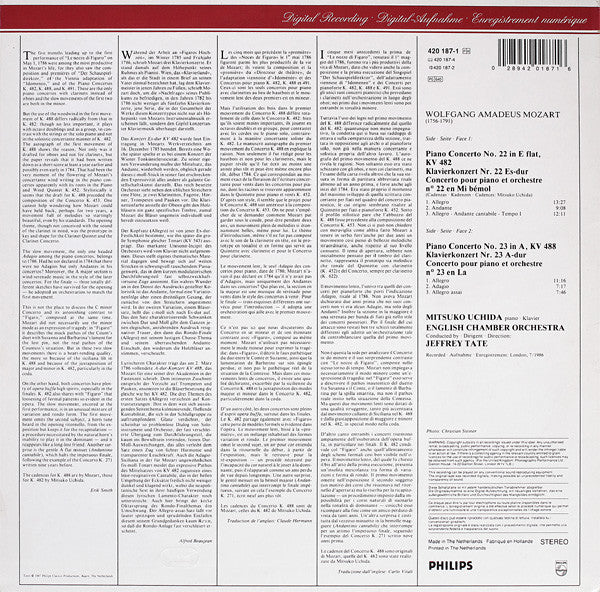 Mozart, Mitsuko Uchida, English Chamber Orchestra, Jeffrey Tate ~ Piano Concertos No.22 KV482 ∙ No.23 KV488 (Vinyl) - Djungel & Jazz