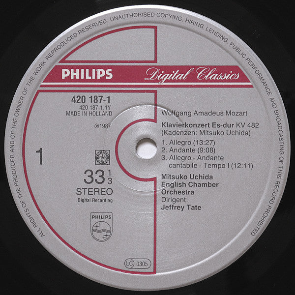 Mozart, Mitsuko Uchida, English Chamber Orchestra, Jeffrey Tate ~ Piano Concertos No.22 KV482 ∙ No.23 KV488 (Vinyl) - Djungel & Jazz