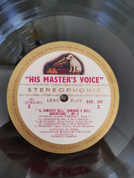 Antonio Vivaldi, Virtuosi Di Roma "Collegium Musicum Italicum", Renato Fasano ~ Il Cimento Dell' Armonia E Dell' Invenzione (The Contest Between Harmony And Invention) Op. 8 (Vinyl) - Djungel & Jazz