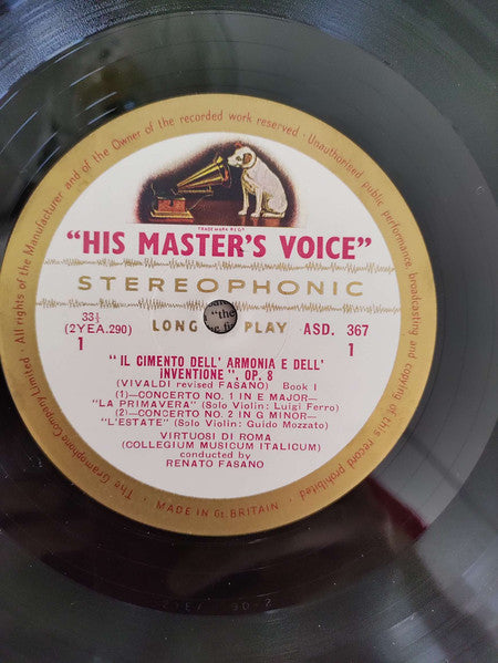 Antonio Vivaldi, Virtuosi Di Roma "Collegium Musicum Italicum", Renato Fasano ~ Il Cimento Dell' Armonia E Dell' Invenzione (The Contest Between Harmony And Invention) Op. 8 (Vinyl) - Djungel & Jazz