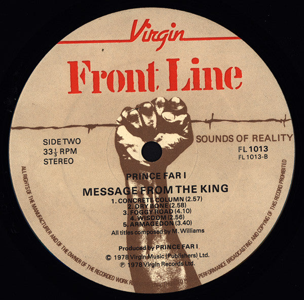 Prince Far I And The Arabs* : Message From The King (LP, Album)