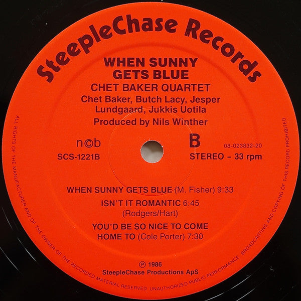 Chet Baker Quartet ~ When Sunny Gets Blue (Vinyl) - Djungel & Jazz