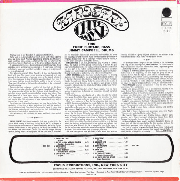 The Chuck Wayne Trio ~ Tapestry (Vinyl) - Djungel & Jazz