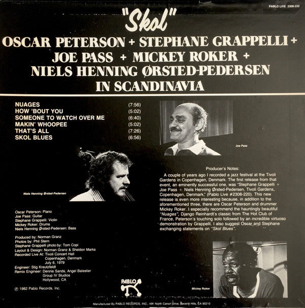 Oscar Peterson + Stephane Grappelli + Joe Pass + Mickey Roker + Niels-Henning Ørsted Pedersen ~ Skol (Vinyl) - Djungel & Jazz