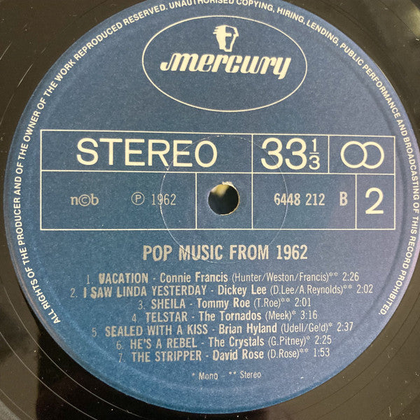 Various ~ Pop Music From 1962 (Vinyl) - Djungel & Jazz