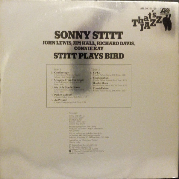 Sonny Stitt ~ Stitt Plays Bird (Vinyl) - Djungel & Jazz