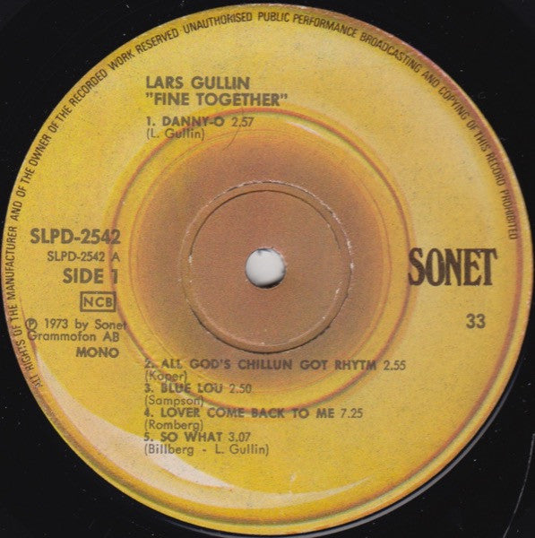 Lars Gullin ~ Fine Together (Vinyl) - Djungel & Jazz