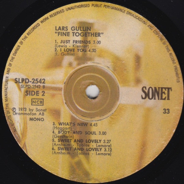 Lars Gullin ~ Fine Together (Vinyl) - Djungel & Jazz
