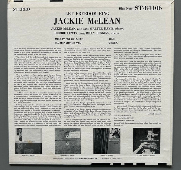 Jackie McLean ~ Let Freedom Ring (Vinyl) - Djungel & Jazz