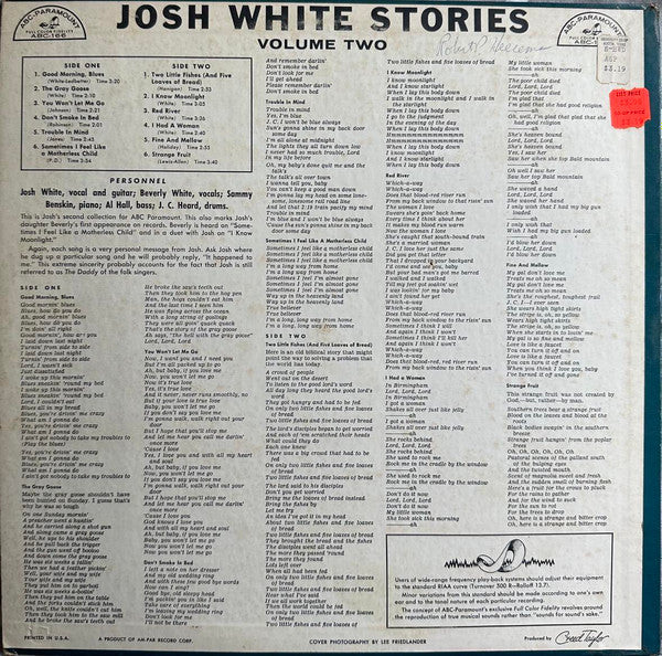 Josh White ~ The Josh White Stories Volume II (Vinyl) - Djungel & Jazz
