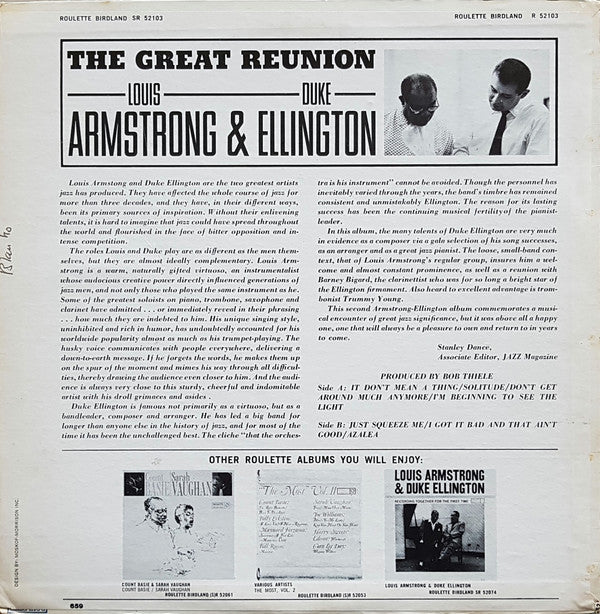 Louis Armstrong & Duke Ellington ~ The Great Reunion (Vinyl) - Djungel & Jazz