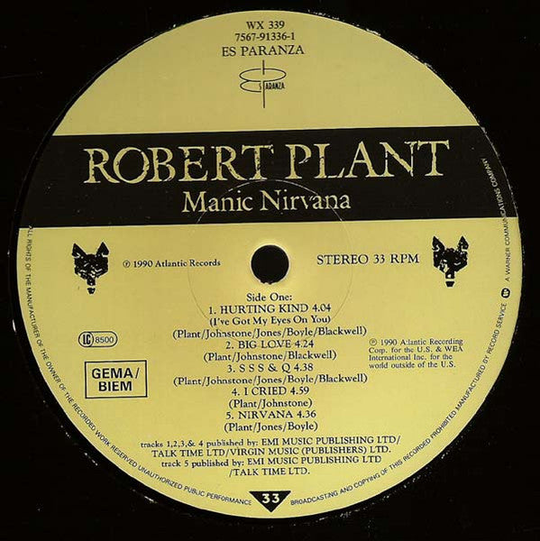 Robert Plant ~ Manic Nirvana (Vinyl) - Djungel & Jazz