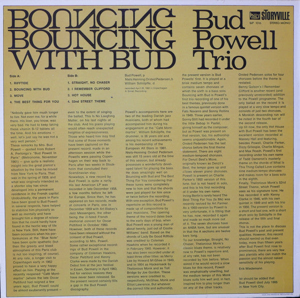 The Bud Powell Trio ~ Bouncing With Bud (Vinyl) - Djungel & Jazz
