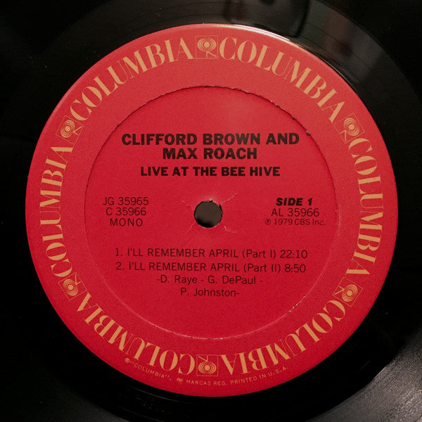 Clifford Brown - Max Roach* : Live At The Bee Hive (2xLP, Album, Mono)
